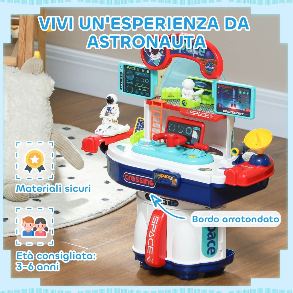 Banco da Lavoro per Bambini 21 Pezzi a Tema Spaziale con Suoni e Luci
