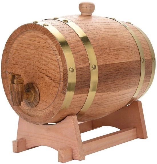Dispensatore di vino da 3 litri in legno di quercia - Dispensatore di bevande - Whisky/Bourbon/Tequila - Stilevole/Rustico - Miglioramento del sapore