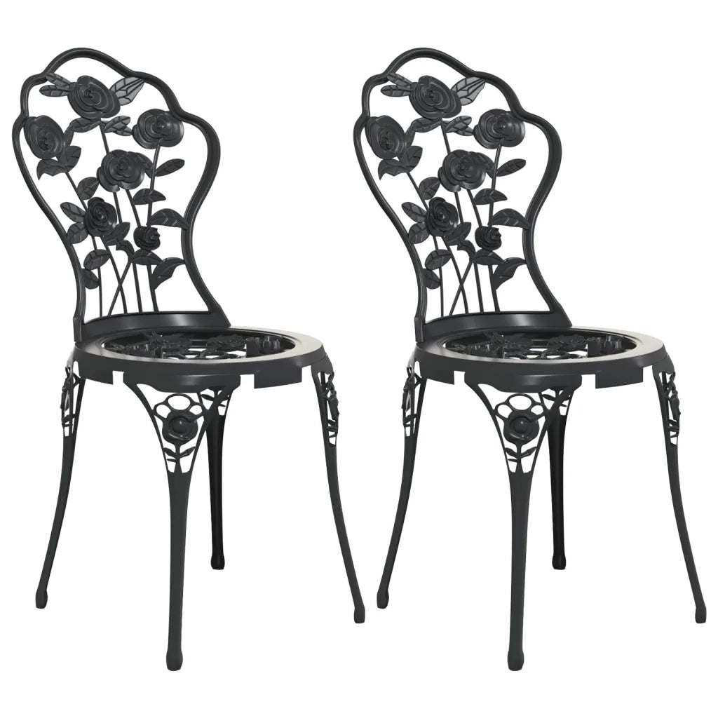 Sedie da Bistrot 2 pz in Alluminio Pressofuso Nero cod mxl 14457