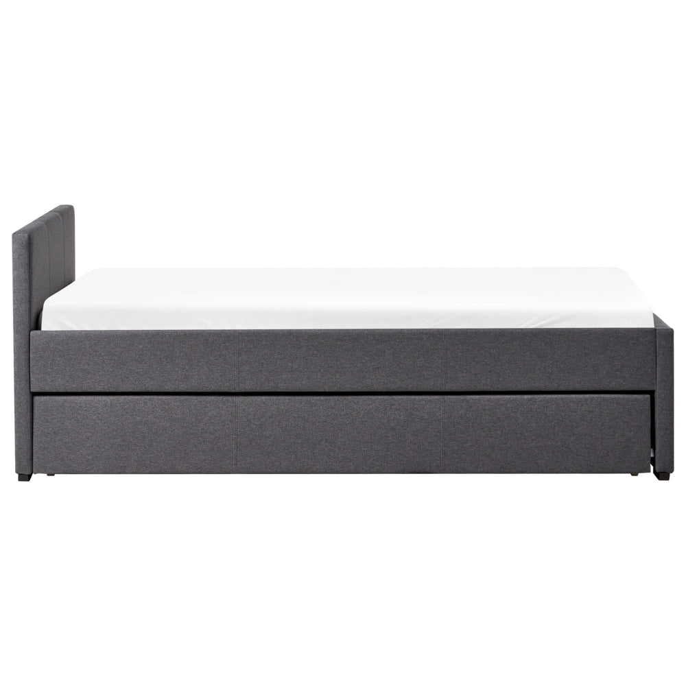 Divano Letto estraibile 90 x 200 cm Rivestimento in tessuto grigio Misura singola sottoletto per ospiti