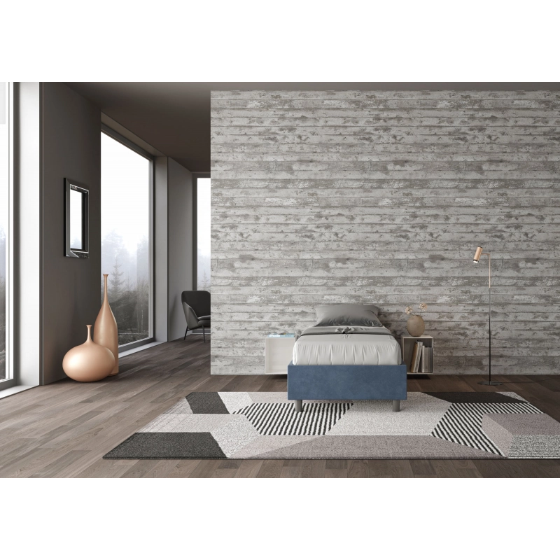 Letto Sommier imbottito Singolo 80x200 cm Azelia - Senza rete,Microfibra,Blu