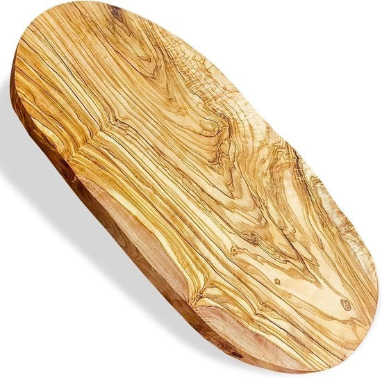 Piastra di taglio - Legno di olivo - Piastra per colazione - Piastra per bistecche - Tagliato naturalmente - 38-41 cm