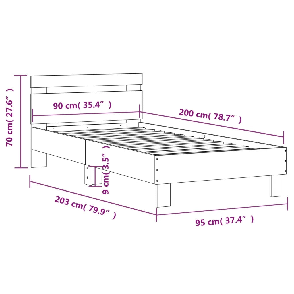 Giroletto senza Materasso con Testiera Rovere Sonoma 90x200 cm