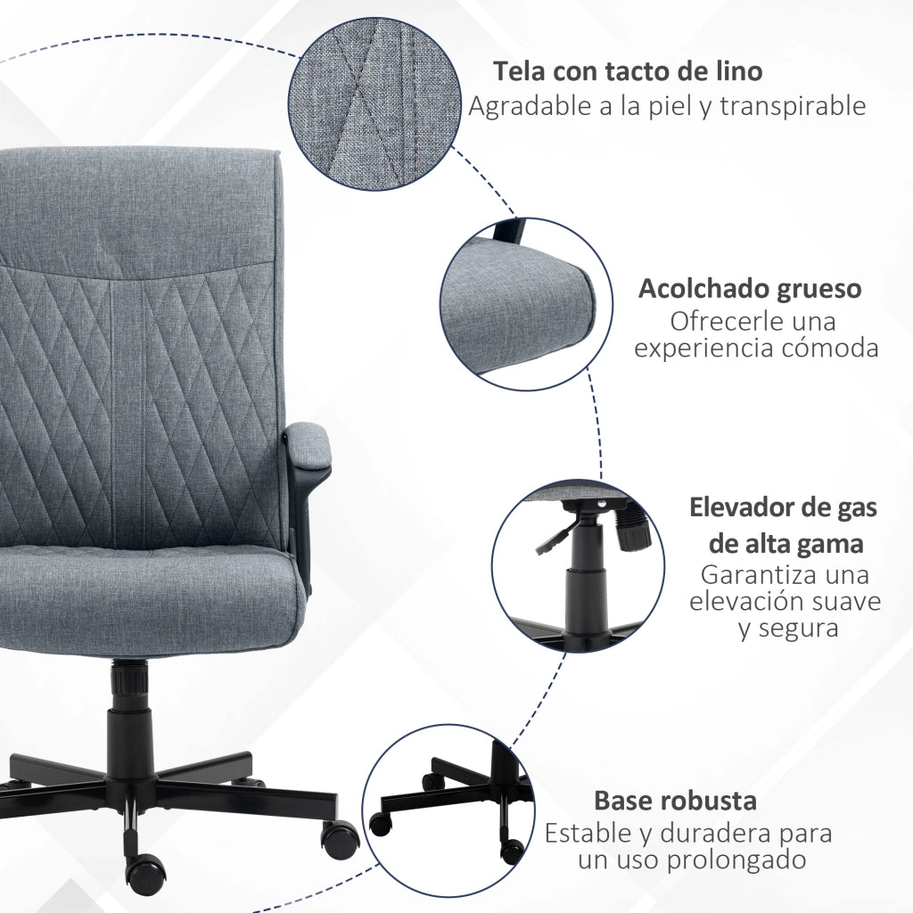 Sedia da Ufficio con Schienale Alto e Seduta Regolabile ¨C zephmum ¨C Grigio Scuro 65x72x102-112,5 cm