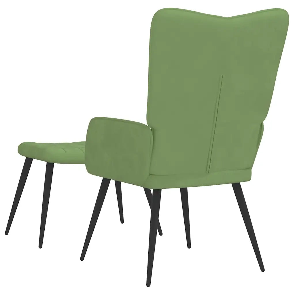 vidaXL Poltrona Relax con Sgabello Verde Chiaro in Velluto