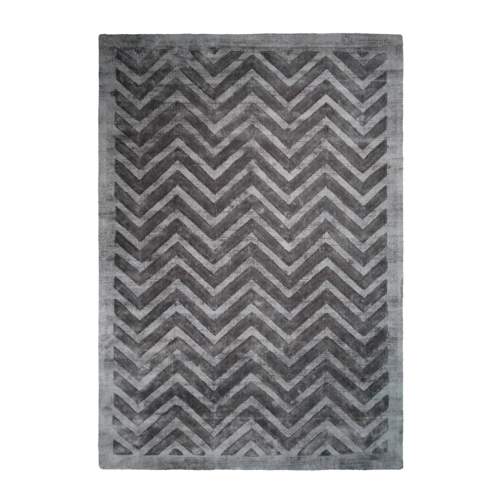 Tappeto di design Luxury 400 grigio antracite a zigzag
