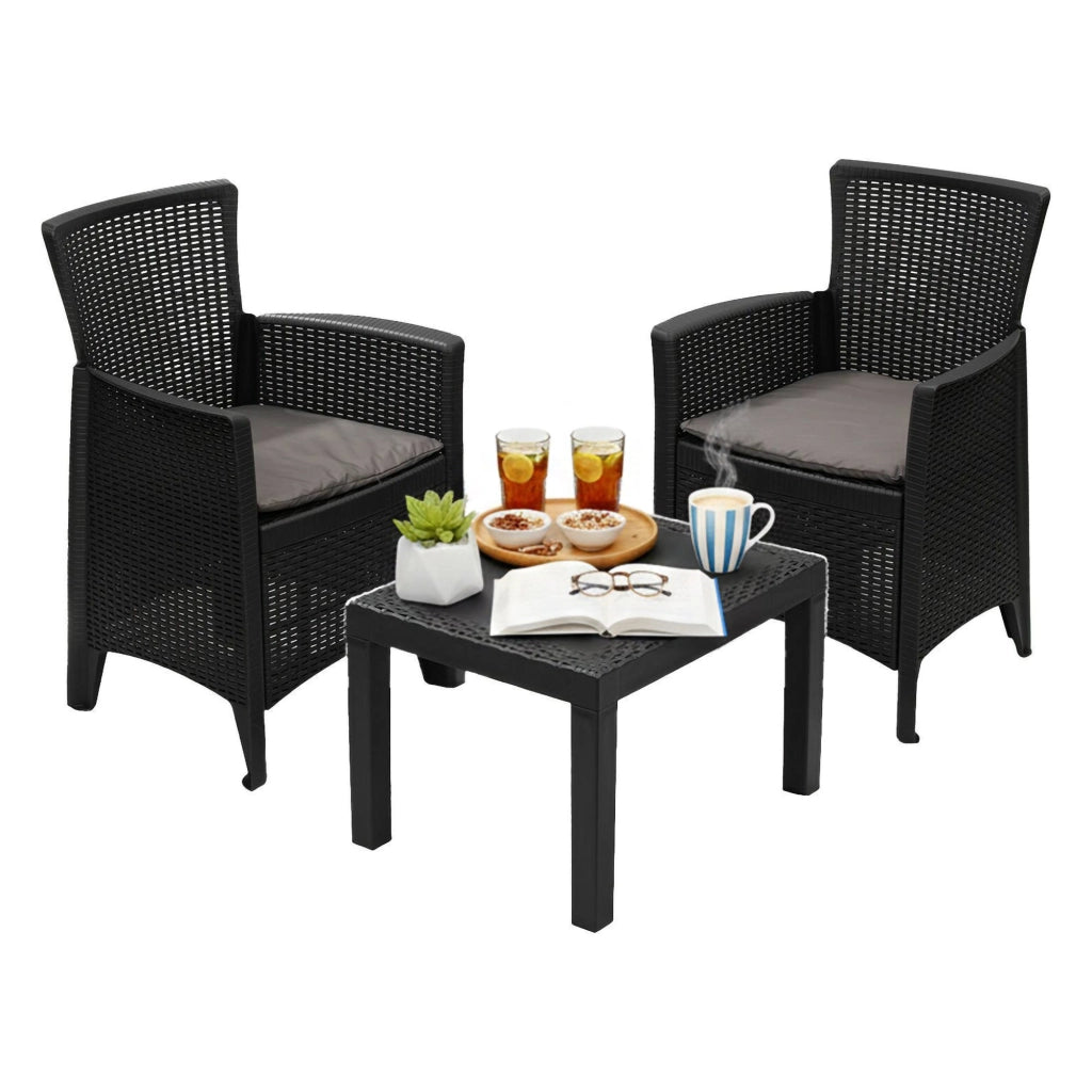 Salottino Outdoor Macheri, set Salotto da Esterno 2 Posti Made in Italy, Nero Antracite