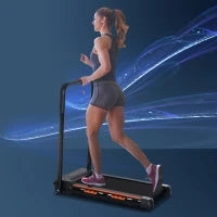 Tapis Roulant Elettrico Pieghevole Salvaspazio con Telecomando e Chiave di Sicurezza, 1-6 km/h, Potenza 0.5HP, 105x56x108.5cm