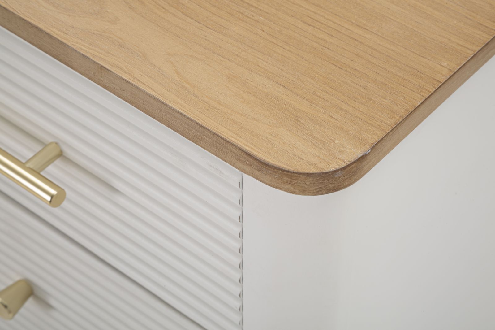 Cassettiera Matera 45x100x32 cm in Legno MDF e Ferro Bianco/Marrone