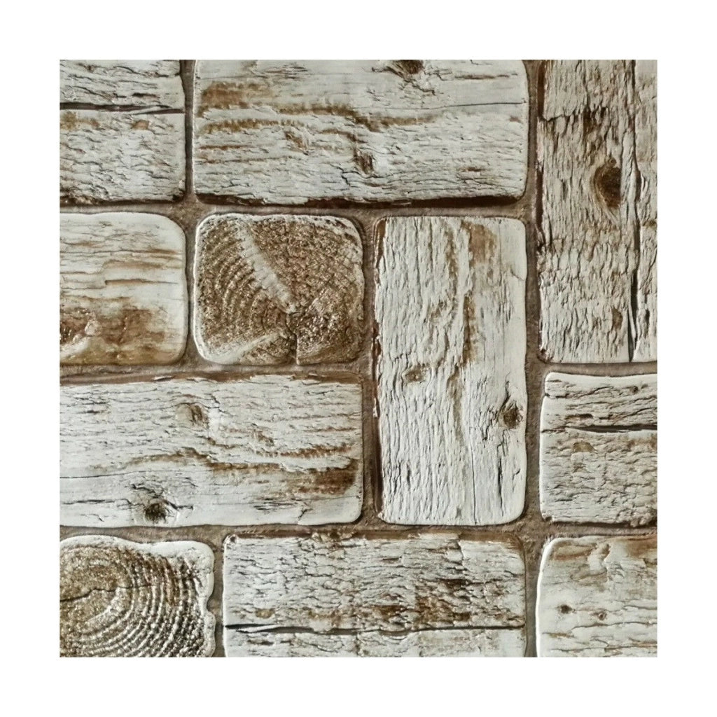 Pannello decorativo in PVC rivestimento parete finto legno TRONCHI DI PINO CHIARO 96x48cm 2 Pz 1 Mq