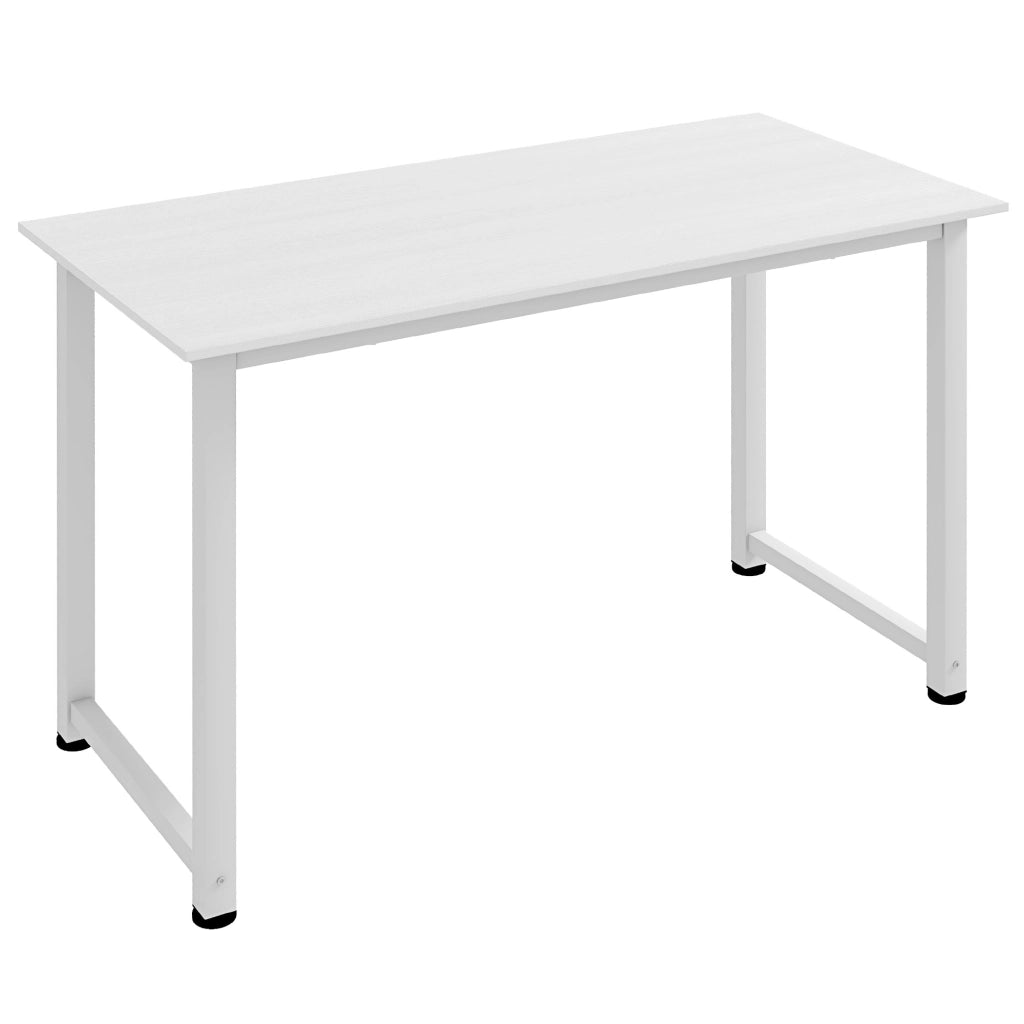 Scrivania per Computer con Cassetti e Piedini Regolabili ¨C Zephmum ¨C Bianco Truciolato Acciaio 120x60x76 cm