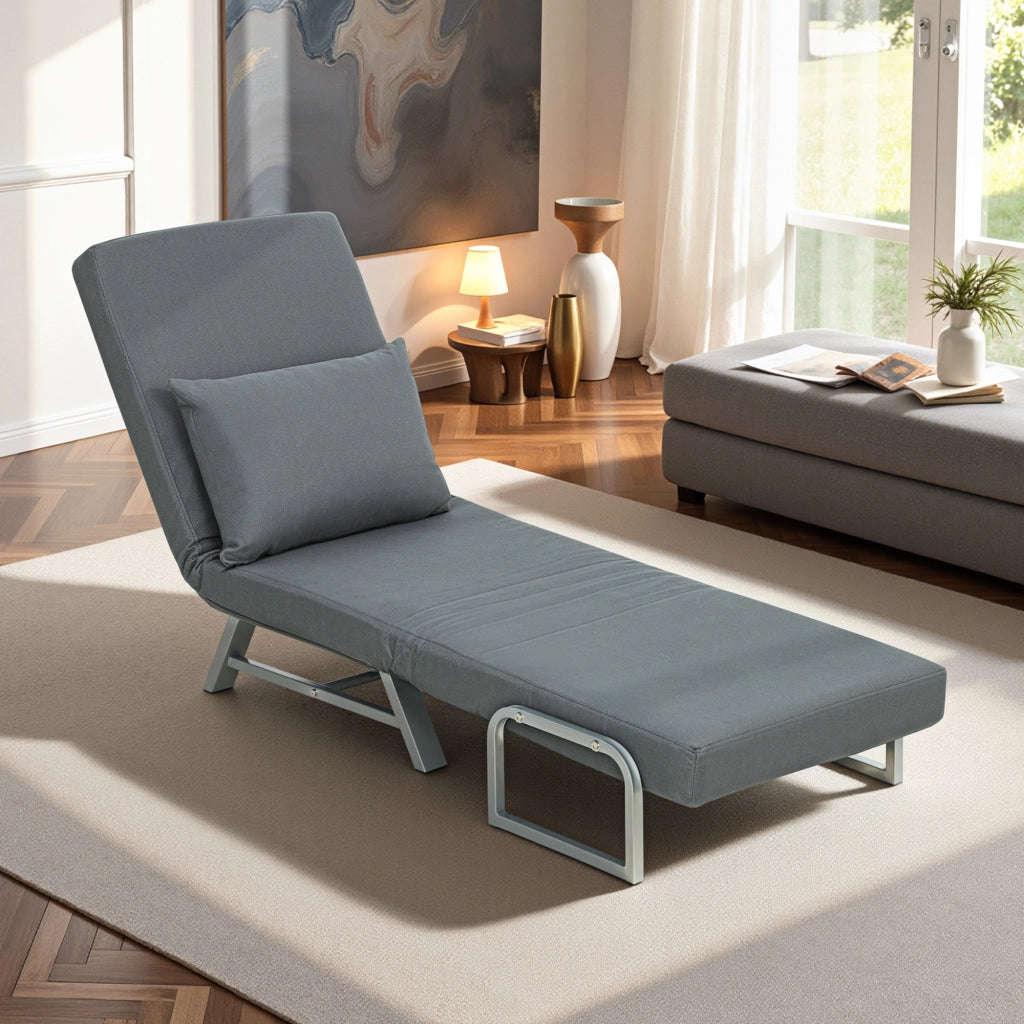 Poltrona Letto 3 in 1 Reclinabile ¨C Xylo ¨C Tessuto Grigio Scuro 73x78x81 cm