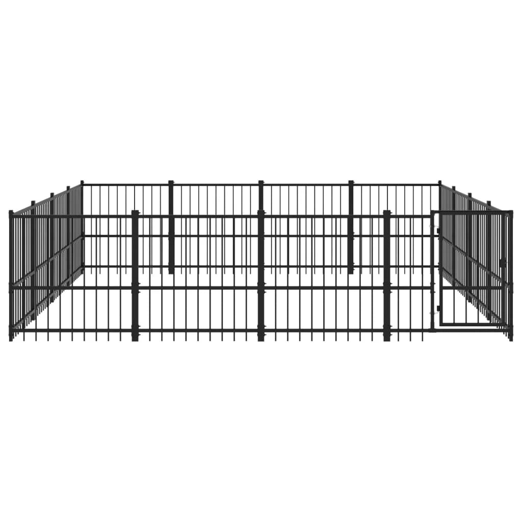 Cuccia gabbia per animali da esterno pac per cani in acciaio 15,05 m² nero 02_0041798