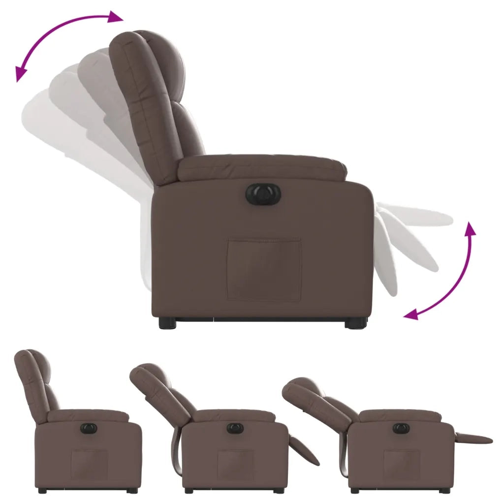 Poltrona Alzapersona Reclinabile Marrone in Similpelle 3205166