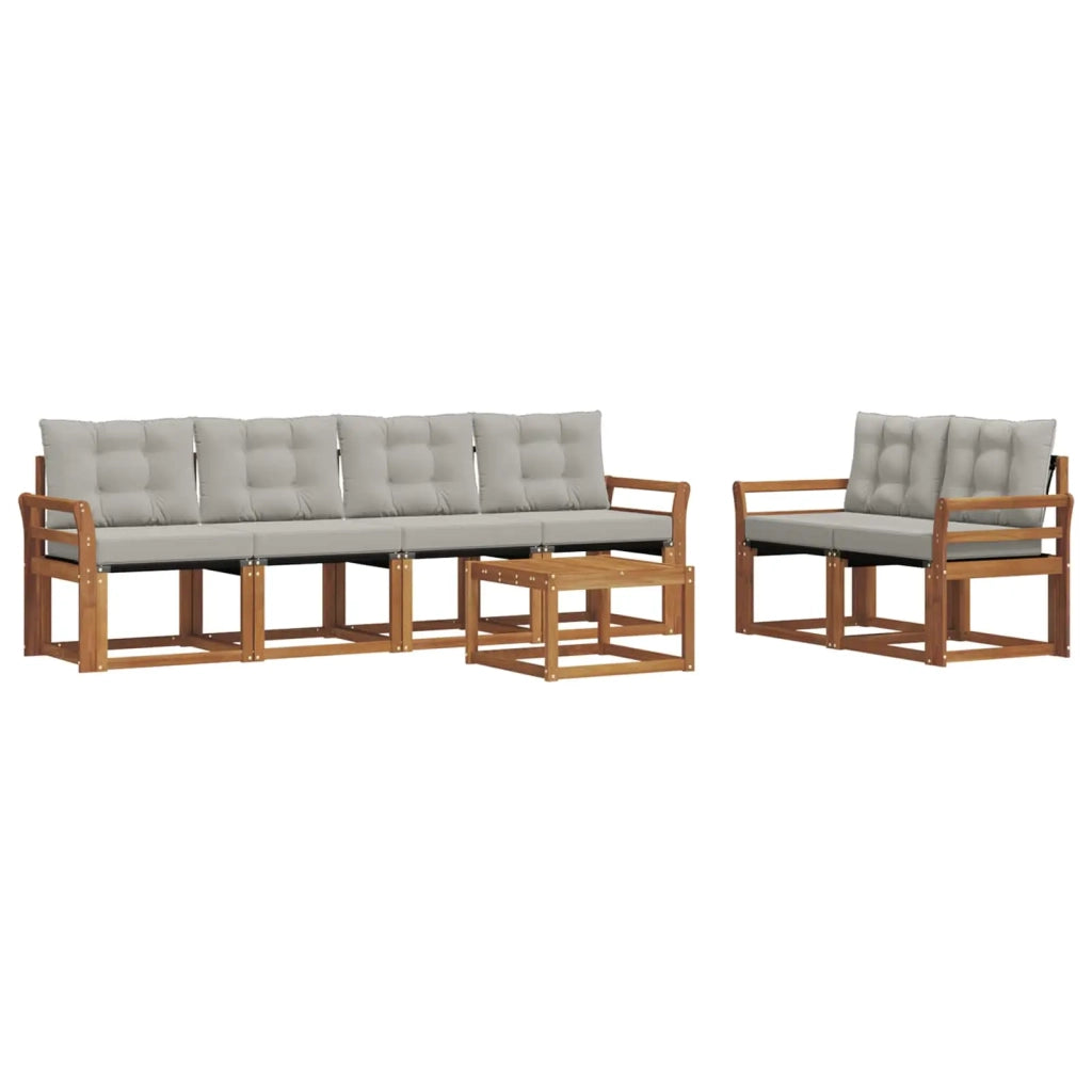 Set di divani da esterno 7 pcs Grigio Naturale e Chiaro