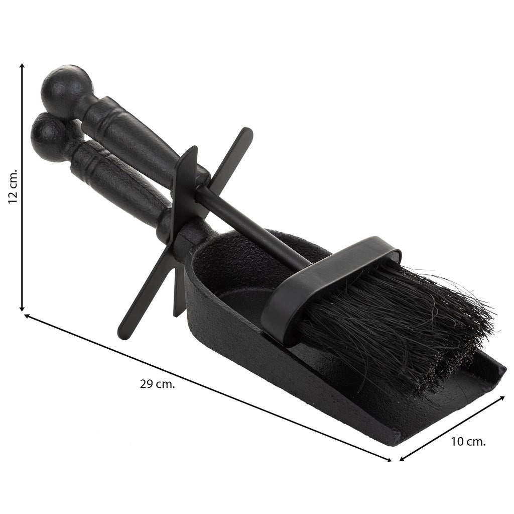 Scopino e paletta in metallo nero 29x10x12h