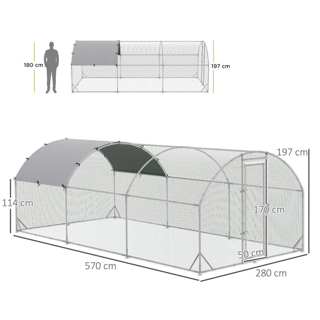 Pollaietto per Esterno ¨C zephmum ¨C Argento 2,8x5,7x1,97 m