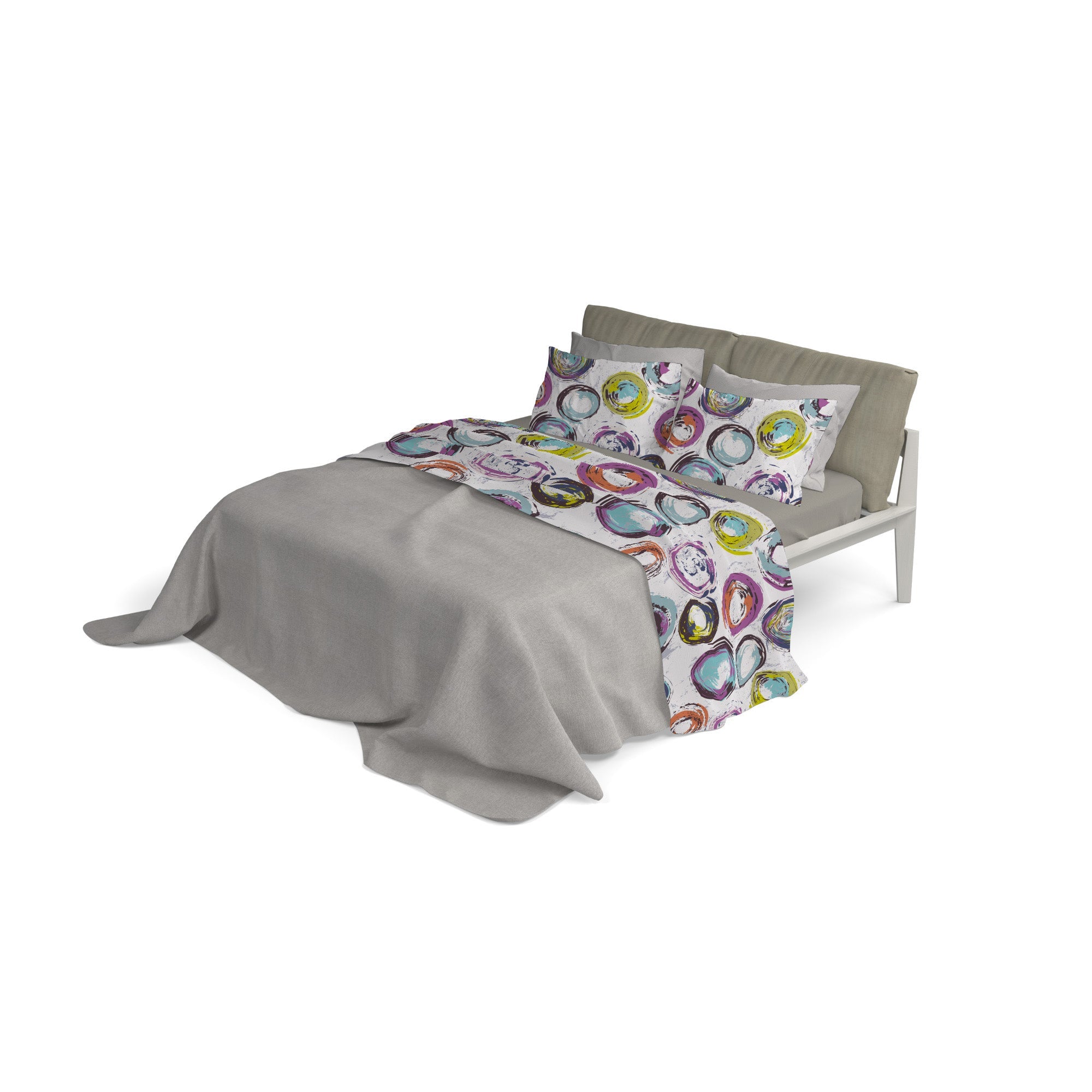 Set lenzuola 1 Piazza e Mezzo stampa sopra Sotto e Federe Cerchi Astratti