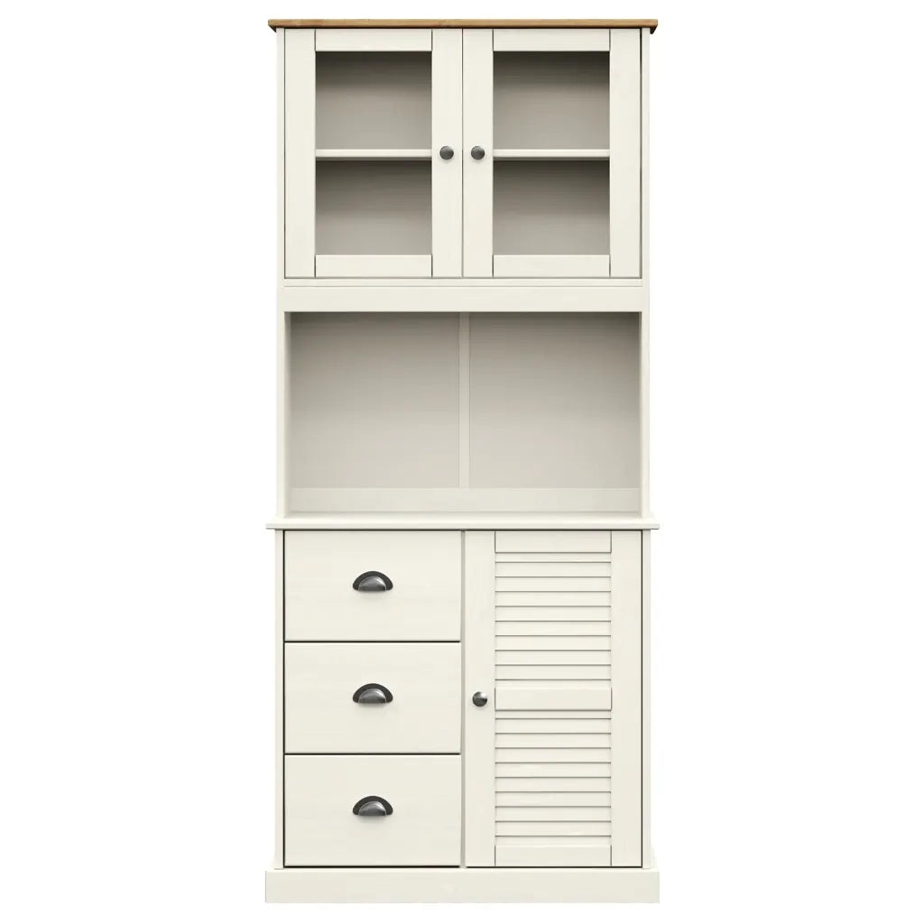 Credenza VIGO Bianca 78x40x175 cm in Legno Massello di Pino