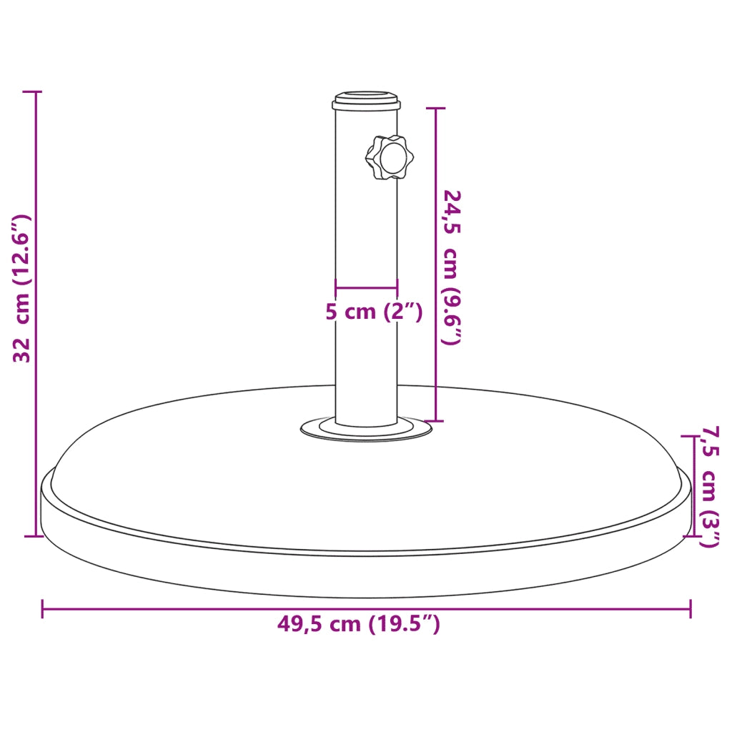 Base per Ombrellone per Pali ?32/35/38 mm 25 kg Rotonda CFW6145115