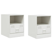 Set di 2 Comodini | Armadio da Notte | Mobiletto da notte Bianchi 34,5x39x44 cm in Acciaio
