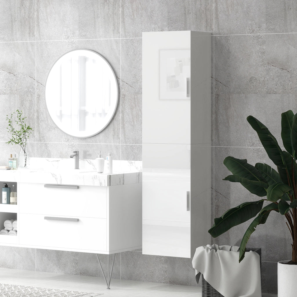 Colonna Bagno Sospesa con Ripiani Regolabili e 2 Ante ¨C Zephmum ¨C 40x30x160 cm Bianco