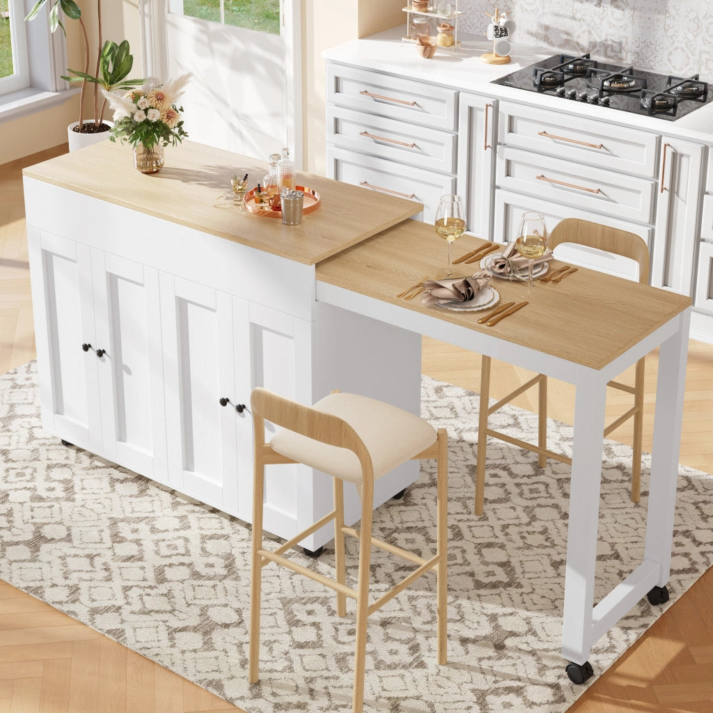 Tavolo Estensibile per 4-6 Persone con 6 Vani e Ripiani Regolabili in MDF 117-180 x 50 x 94;6 cm Bianco