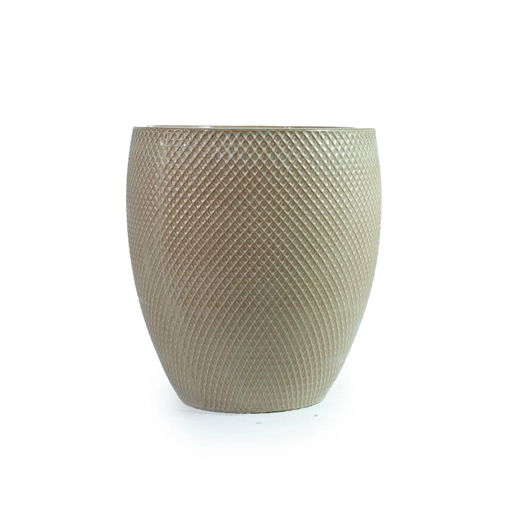 Vaso da esterno in ceramica extra grande Ø46 x H53 cm, beige lucido, resistente al gelo