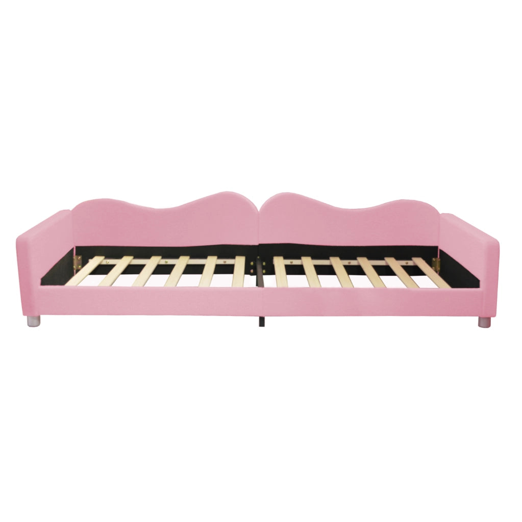 Letto imbottito per bambini 214;5x95x42 cm; tessuto teddy rosa
