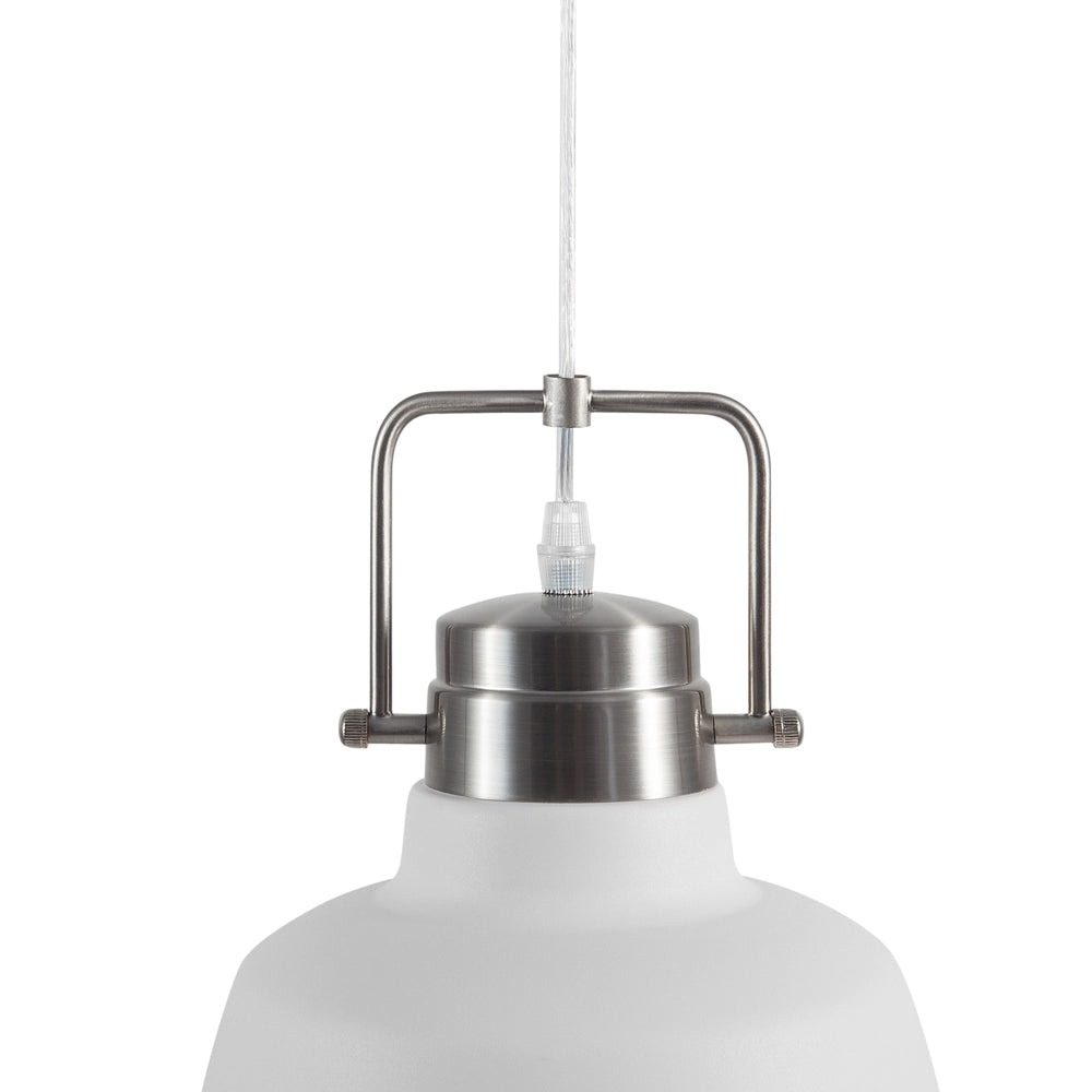 Lampada da Soffitto in Metallo Bianco 179 cm Lampada a Sospensione Paralume Industriale