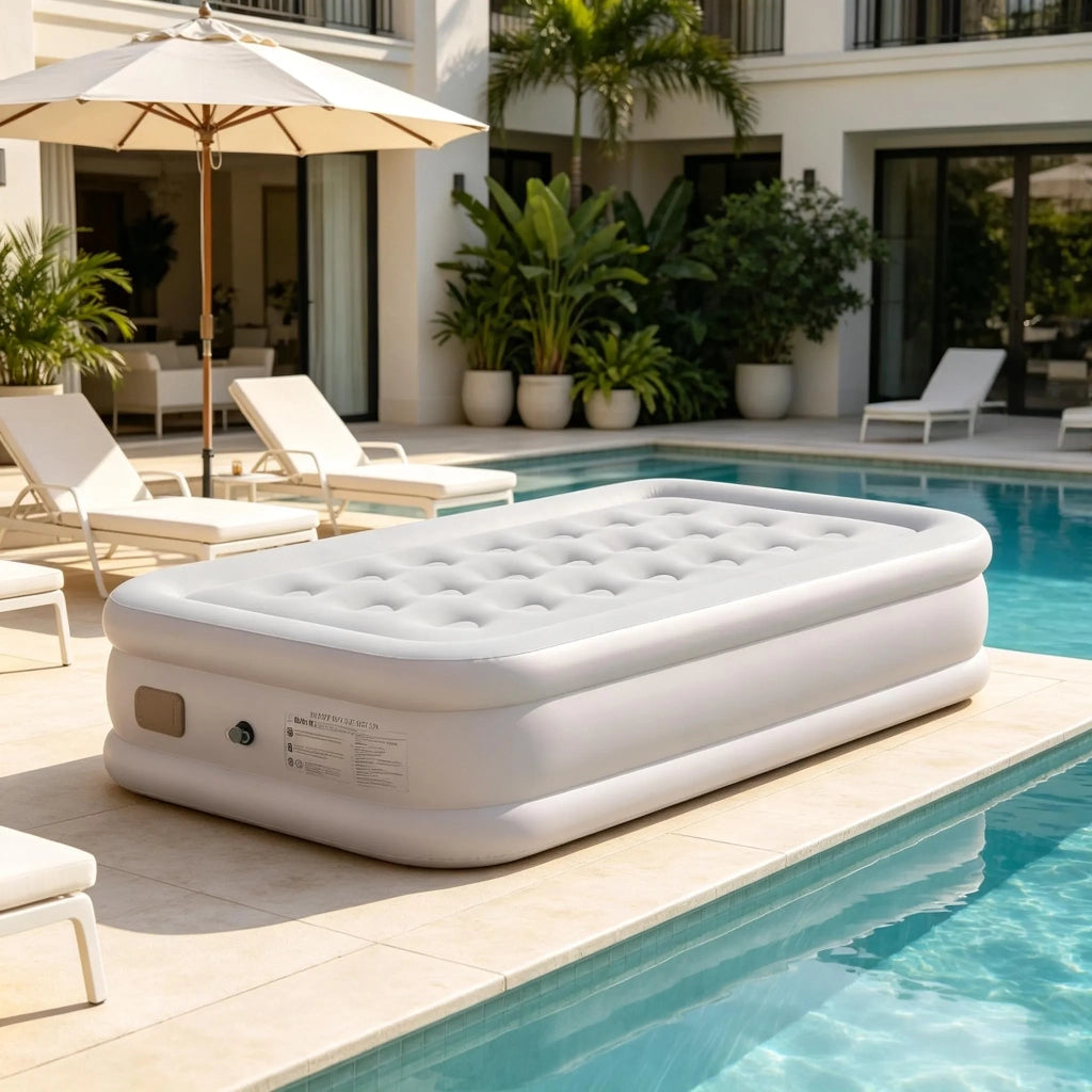 Materasso Gonfiabile con Pompa Elettrica Integrata Impermeabile 5000 mm 97x190x39 cm; Beige e Marrone