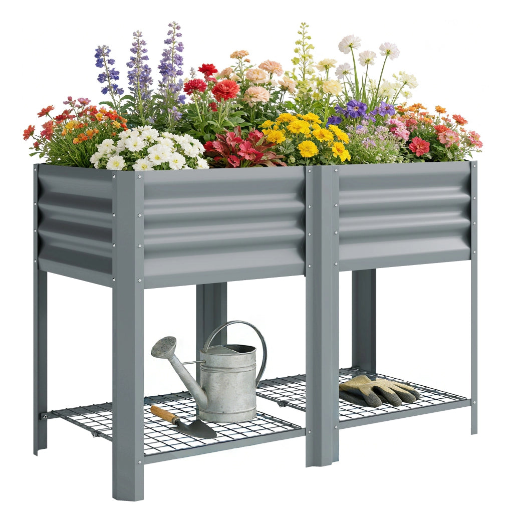Tavolo da Coltivazione Urbano con Ripiano Inferiore ¨C Zephmum ¨C Grigio 120x55x80 cm