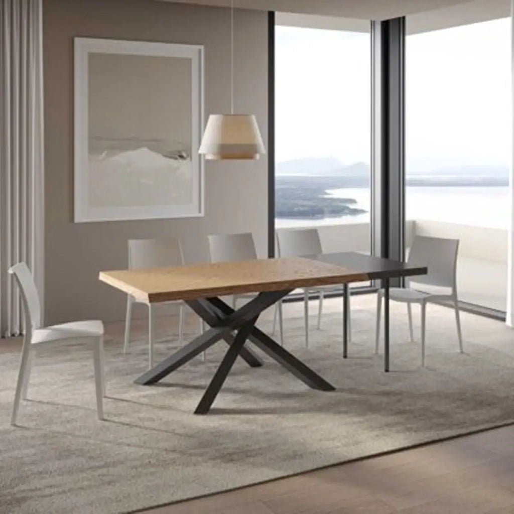 Tavolo allungabile 160/260x90 cm Versalux rovere scortecciato gambe antracite