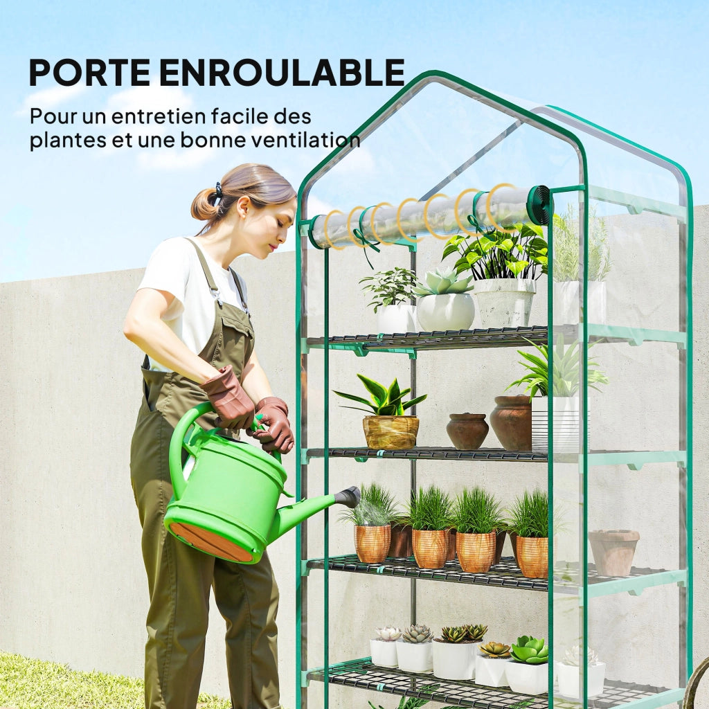 Serra da giardino 5 ripiani in PVC ¨C zephmum ¨C grigio acciaio 90x49x193cm