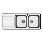 Lavello da incasso Tirreno116 in acciaio inox 2 vasche e gocciolatoio sinistro 116x50x18H