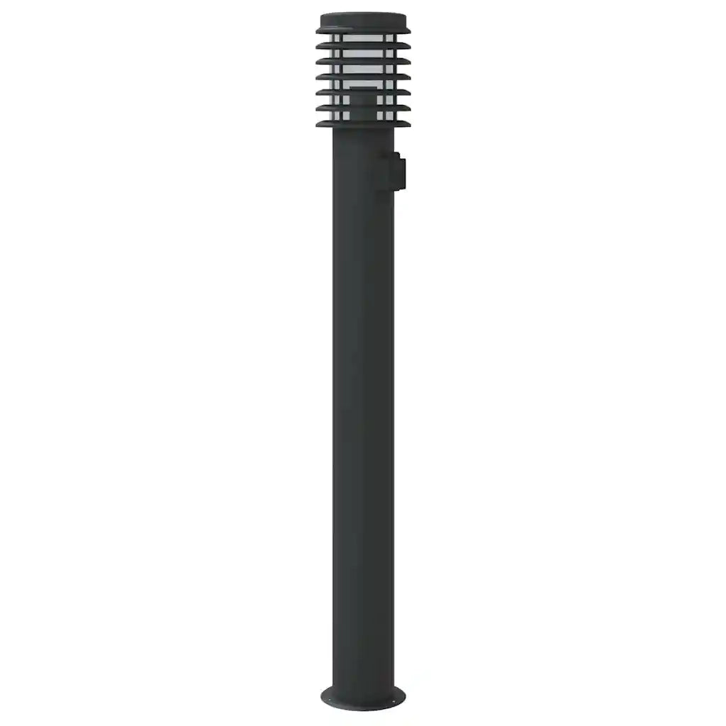 vidaXL Lampade Terra per Esterni con Presa 3pz Nere 110cm Acciaio Inox