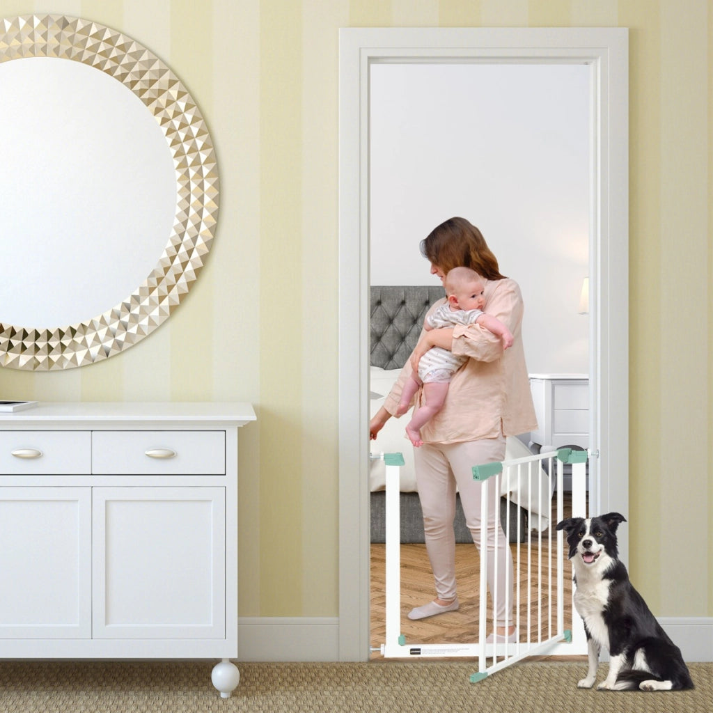 Cancelletto di sicurezza per bambini con larghezza regolabile, Cancelletto di sicurezza a chiusura automatica Bianco
