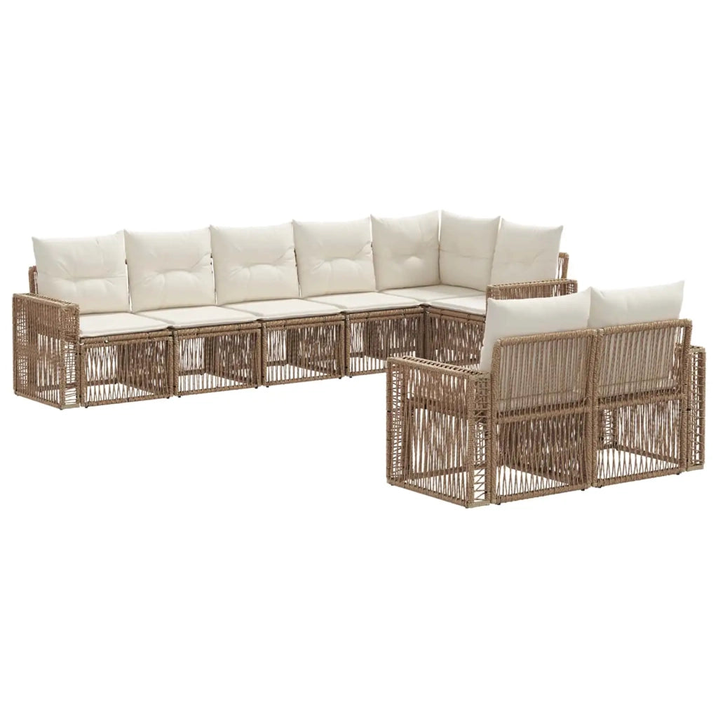 Set Divano da Giardino 8 pcs Beige e Bianco Crema polyrattan 3435186