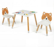 Set Tavolo e Sedie per Bambini 3+ Anni, Set Tavolino e Sedia in Legno a Forma di Gattino, Angoli Arrondati, Sedia Ergonomica con Schienale, Ideale per Giocare, Disegnare e Leggere