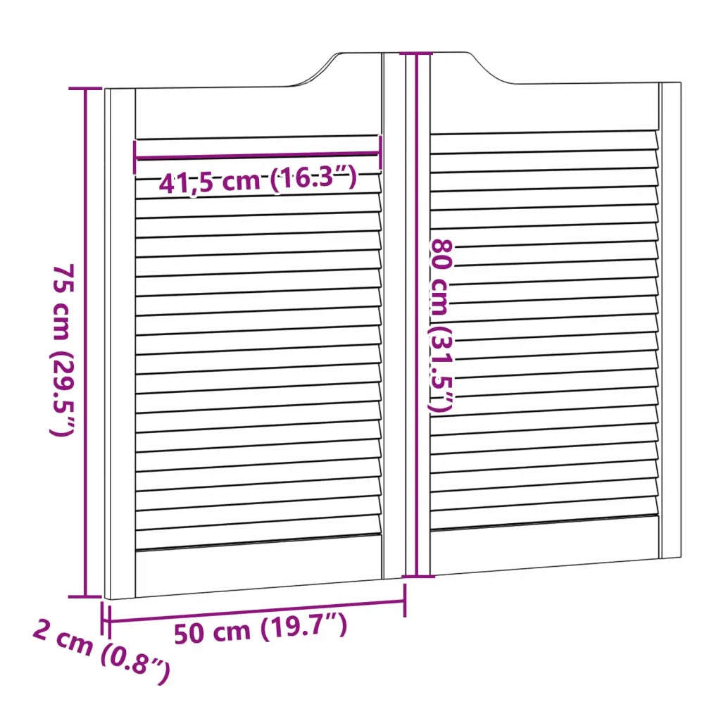 Porte Swing Naturale 80 x 50 cm Legno Massello di Pino