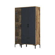 Guardaroba 3 ante Awty, Mobile camera da letto, Cabina armadio portabiti, Armadio appendiabiti, 120x48h201 cm, Noce e Antracite