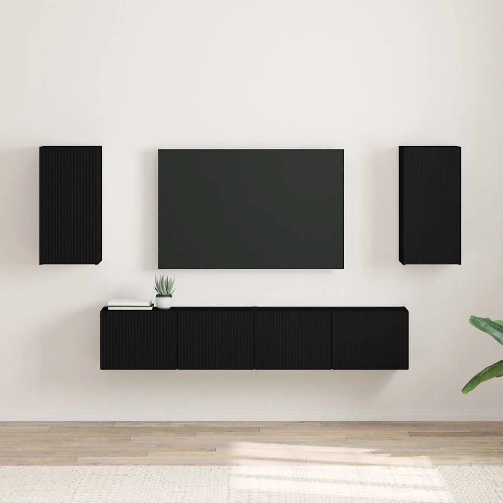 Mobile TV da parete 2 pz-Set di 2 Mobile TV a Muro-Credenza TV Nero 30 x 31 x 60 cm