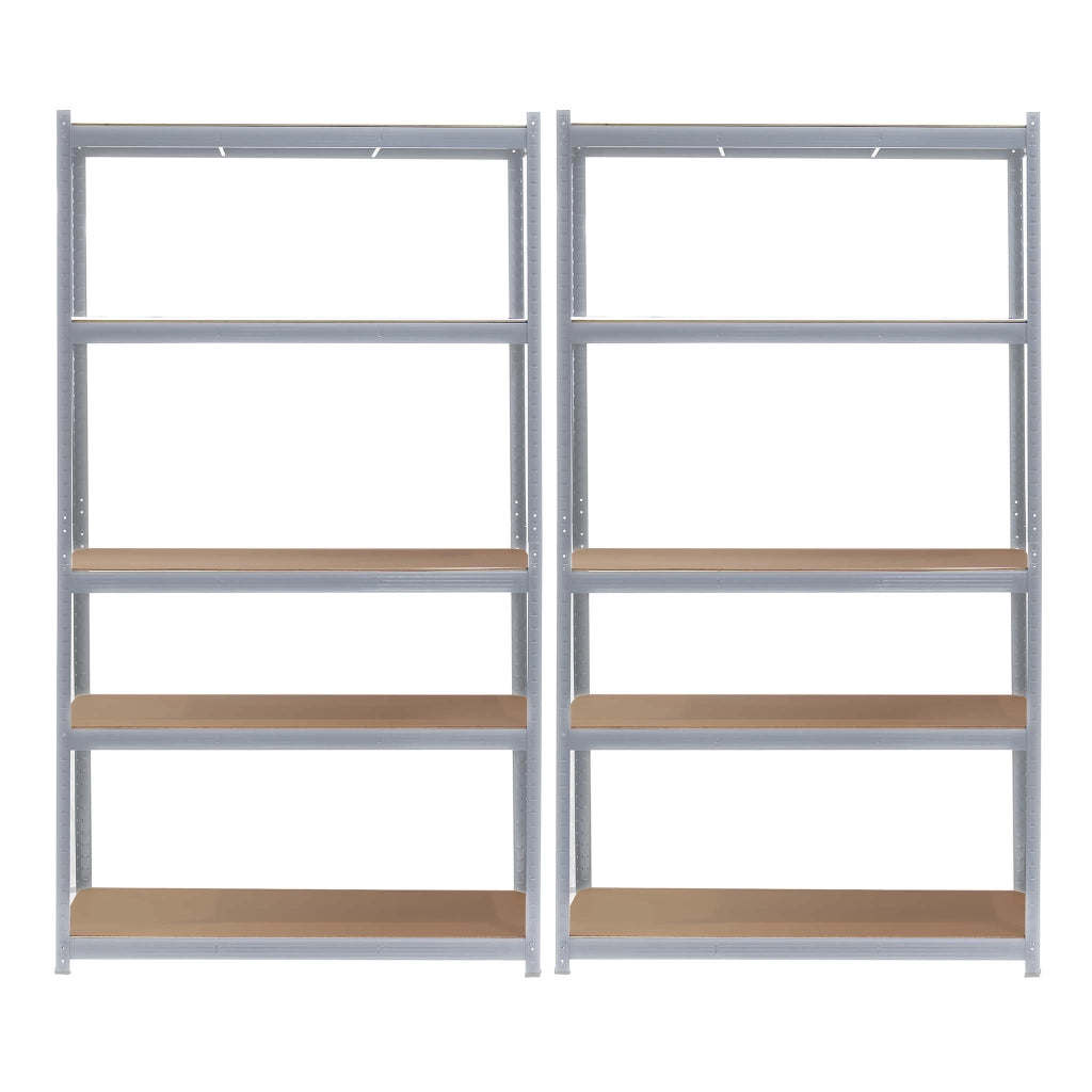Set 2x Scaffali zincati a incastro per carichi pesanti 100x50x200cm 5 ripiani 200kg/piano