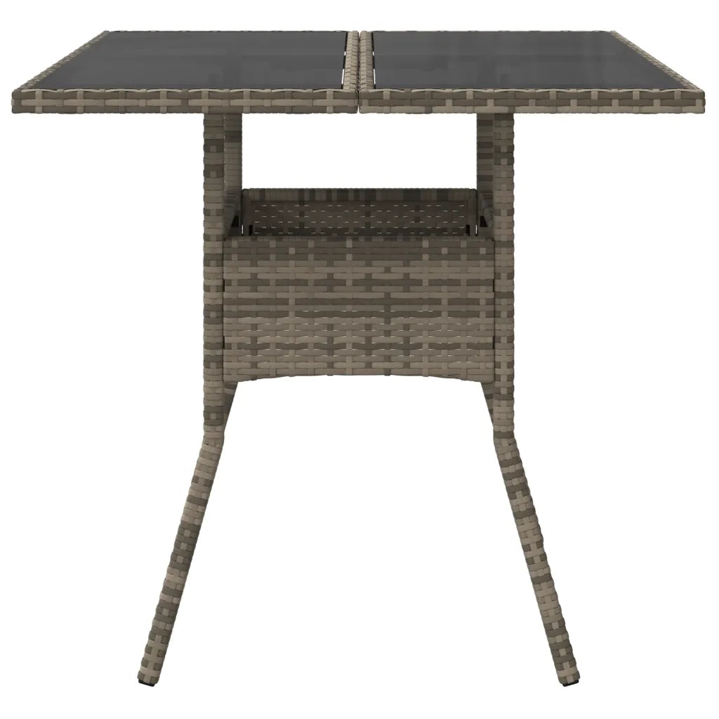 Tavolo da Giardino Piano in Vetro Grigio 80x80x75 cm Polyrattan