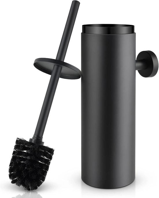 Borsetto per il water con fissaggio alla parete, in acciaio inossidabile, con copertura chiusa e impermeabile, set di borsetti per il water con cassetta di raccolta per la vasca da bagno, nero