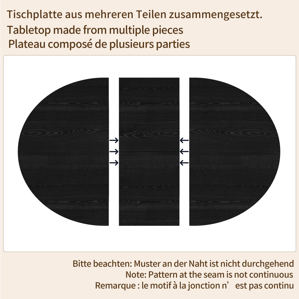 TAVOLO Ovale Allungabile 110-149,8 cm MDF Nero con contenitore