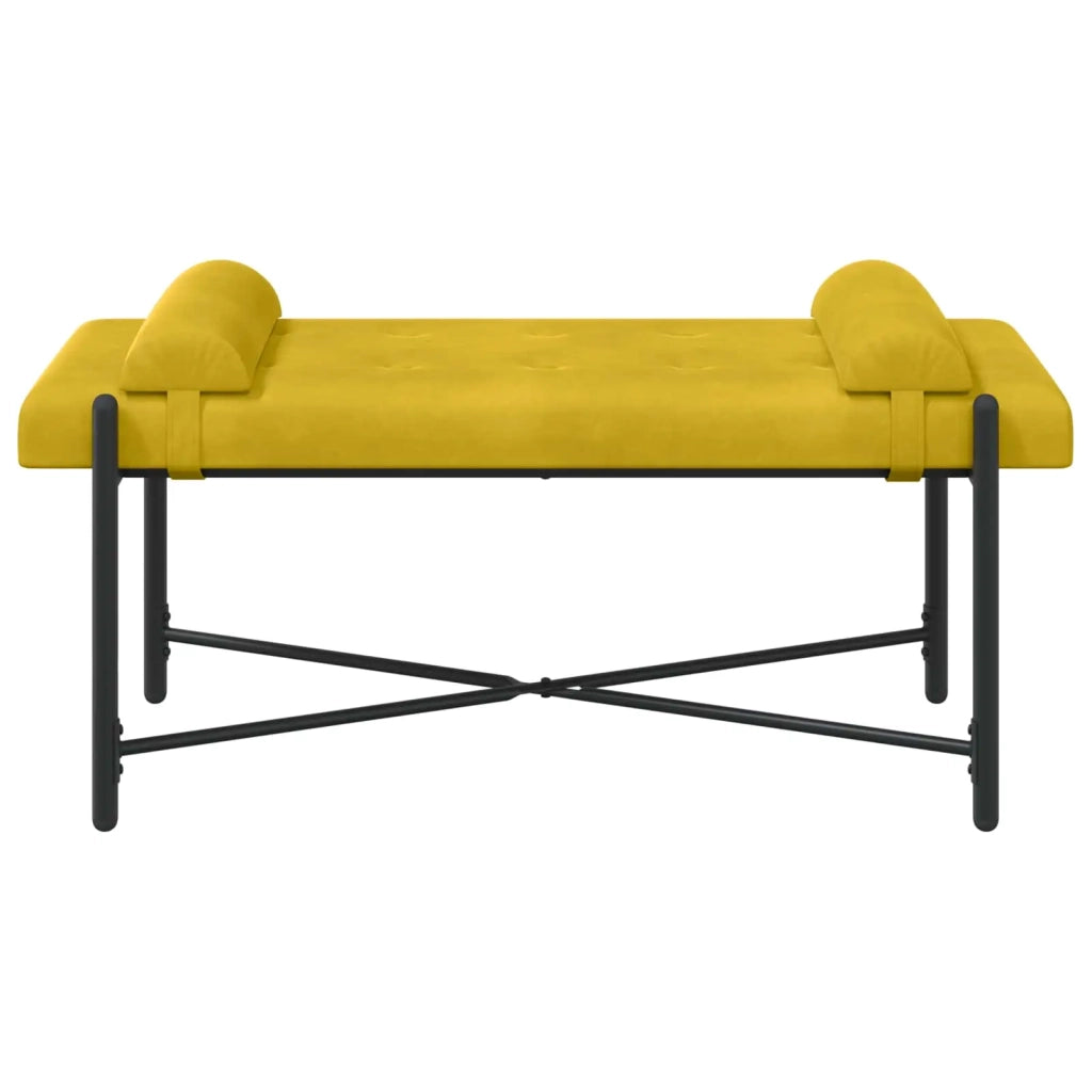 Panchina con bottoni e cuscini Giallo 110 x 40 x 46 cm Velluto 42038392
