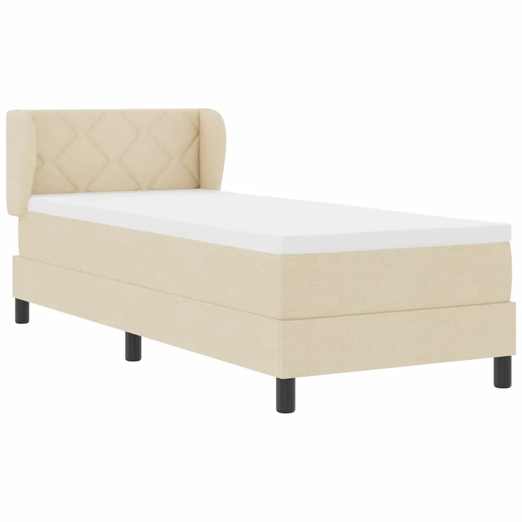 Letto a molle con materasso Crema 80 x 200 cm Tessuto 3340057