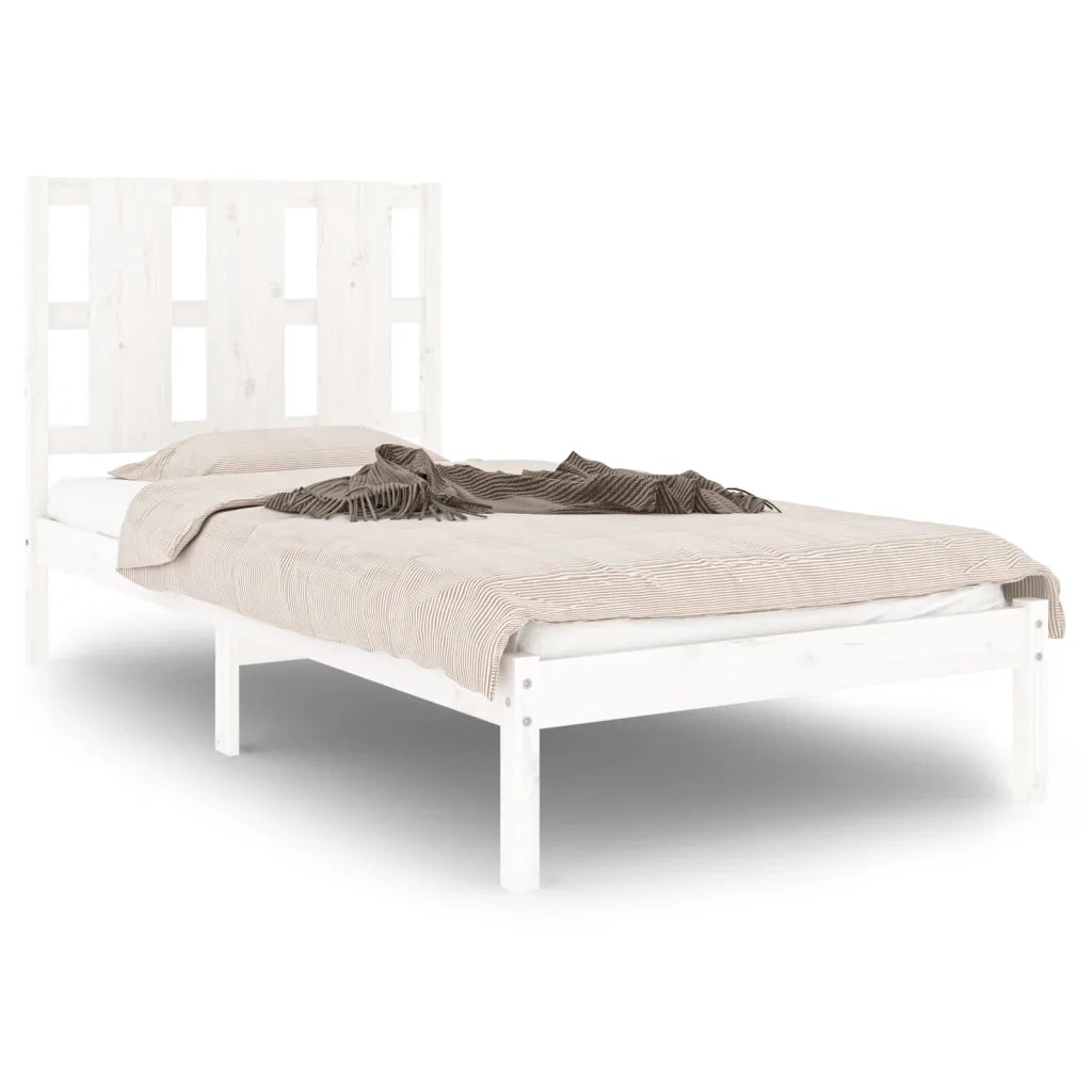Giroletto senza Materasso-Struttura Letto Bianco 90x200 cm Legno Massello Pino 254924