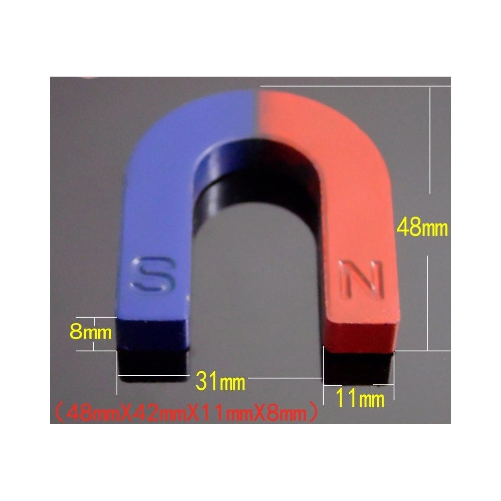 Trade Shop - 2 X Magnete Didattico Calamita 30mm A Forma Di U Positivo E Negativo Nord Sud -